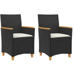vidaXL - Tuinstoelen met kussens - Zwart - Poly rattan en hout - 2 stuks Best