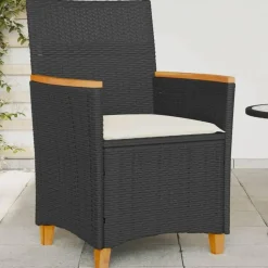 vidaXL - Tuinstoelen met kussens - Zwart - Poly rattan en hout - 2 stuks Best