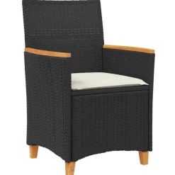 vidaXL - Tuinstoelen met kussens - Zwart - Poly rattan en hout - 2 stuks Best