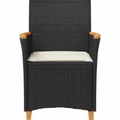 vidaXL - Tuinstoelen met kussens - Zwart - Poly rattan en hout - 2 stuks Best