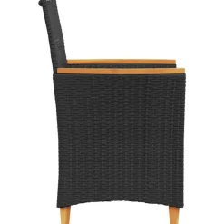 vidaXL - Tuinstoelen met kussens - Zwart - Poly rattan en hout - 2 stuks Best