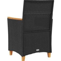 vidaXL - Tuinstoelen met kussens - Zwart - Poly rattan en hout - 2 stuks Best