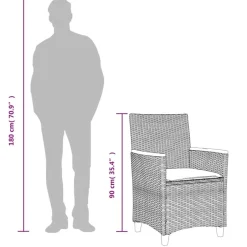 vidaXL - Tuinstoelen met kussens - Zwart - Poly rattan en hout - 2 stuks Best