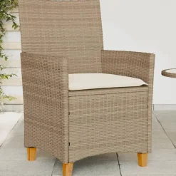 vidaXL - Tuinstoelen met kussens - Beige - Poly rattan en hout - 2 stuks Discount