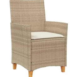 vidaXL - Tuinstoelen met kussens - Beige - Poly rattan en hout - 2 stuks Discount