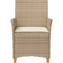 vidaXL - Tuinstoelen met kussens - Beige - Poly rattan en hout - 2 stuks Discount
