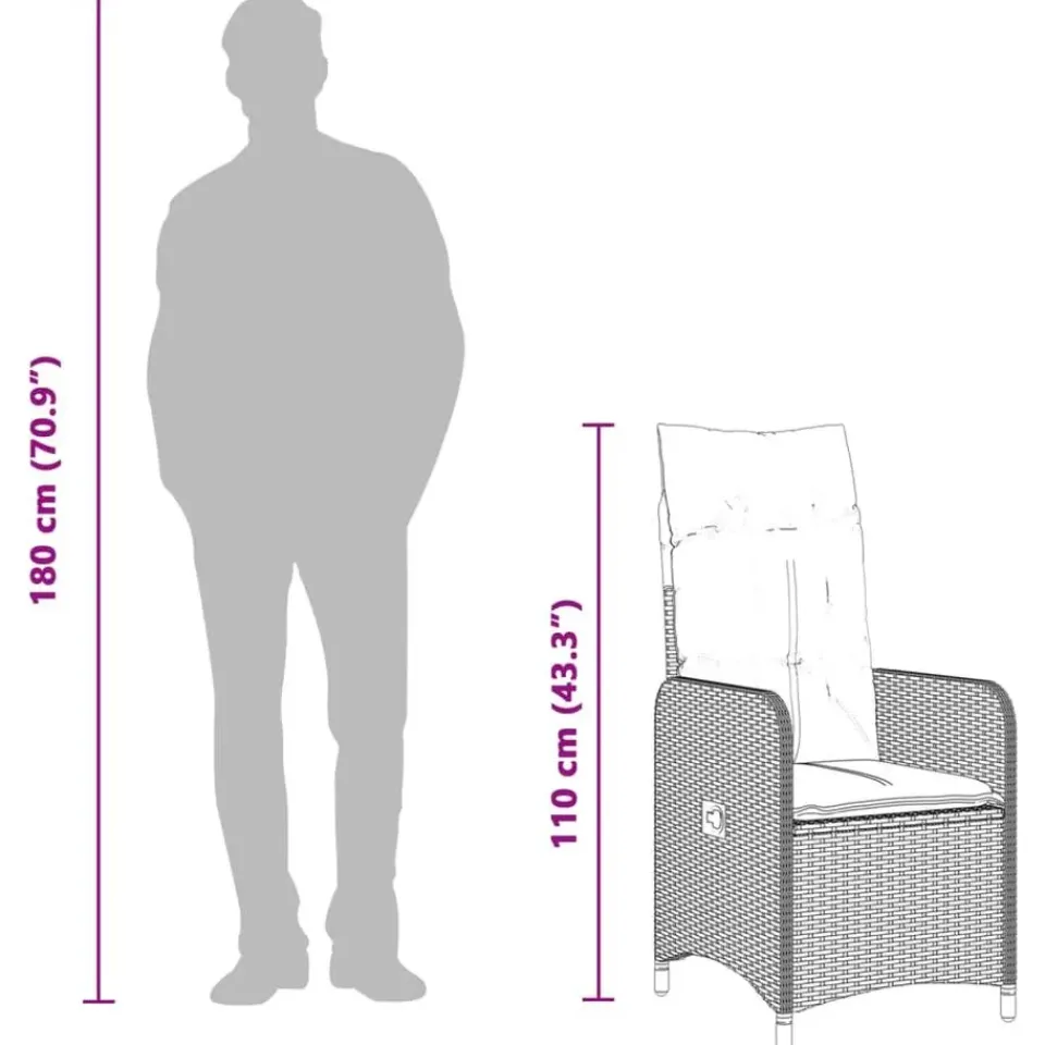 vidaXL - Tuinstoelen met kussens - Grijs - Poly Rattan - 2 stuks Best