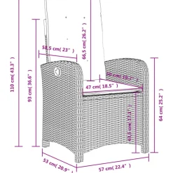 vidaXL - Tuinstoelen verstelbaar - Grijs - Poly rattan - 2 stuks - Met kussens Discount