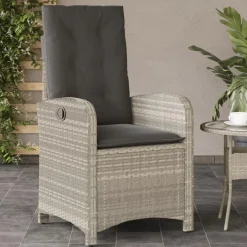 vidaXL - Tuinstoelen verstelbaar - Grijs - Poly rattan - 2 stuks - Met kussens Discount