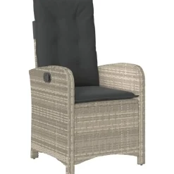 vidaXL - Tuinstoelen verstelbaar - Grijs - Poly rattan - 2 stuks - Met kussens Discount