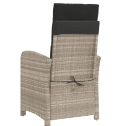 vidaXL - Tuinstoelen verstelbaar - Grijs - Poly rattan - 2 stuks - Met kussens Discount