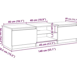 vidaXL - Tv-kast - Bruin - Bewerkt hout - 140 x 40 x 36 cm Online