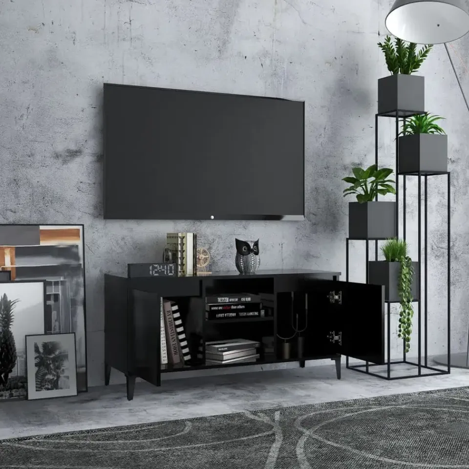 vidaXL - Tv-kast - Zwart - Bewerkt hout Online