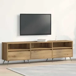 vidaXL - TV-meubel 3 vakken 3 deuren - Artisanaal eiken - Hout - 150x30x44.5 cm Best