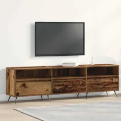 vidaXL - TV-meubel 3 vakken 3 deuren - Oud hout - Hout - 150x30x44.5 cm Hot