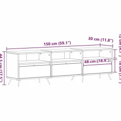 vidaXL - TV-meubel 3 vakken 3 deuren - Oud hout - Hout - 150x30x44.5 cm Hot
