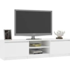 vidaXL - Tv-meubel - Wit - Bewerkt hout New