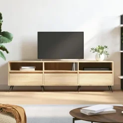 vidaXL - TV-meubel met 3 deuren en 3 vakken - Sonoma eiken - 150x30x44.5 cm Clearance