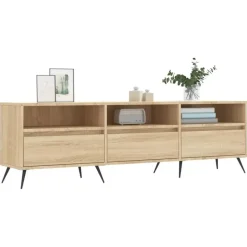 vidaXL - TV-meubel met 3 deuren en 3 vakken - Sonoma eiken - 150x30x44.5 cm Clearance