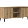 vidaXL - TV-meubel met 2 deuren en 2 vakken - Artisanaal eiken - 102x35x50 cm Best