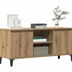 vidaXL - TV-meubel met 2 deuren en 2 vakken - Artisanaal eiken - 102x35x50 cm Best