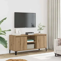 vidaXL - TV-meubel met 2 deuren en 2 vakken - Artisanaal eiken - 102x35x50 cm Best