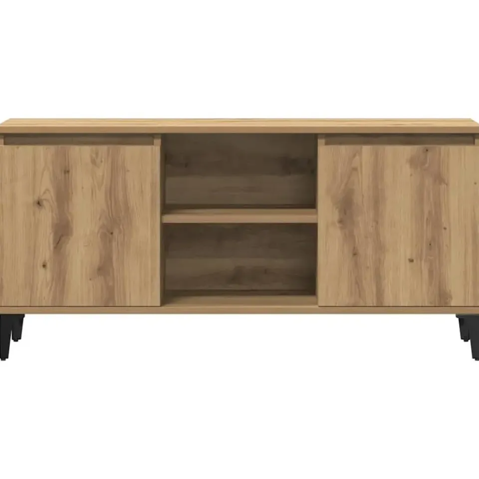 vidaXL - TV-meubel met 2 deuren en 2 vakken - Artisanaal eiken - 102x35x50 cm Best