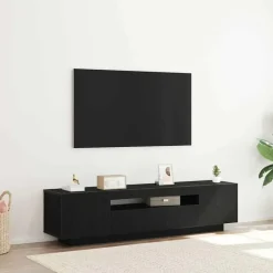 vidaXL - TV-meubel met 3 deuren - Zwart eiken - Bewerkt hout - 160x35x40 cm Hot