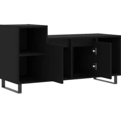 vidaXL - TV-meubel met 2 deuren 3 vakken - Zwart - Hout en metaal - 100x35x55 cm Online