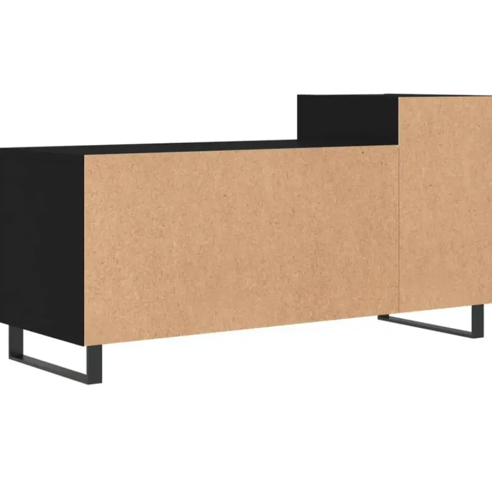 vidaXL - TV-meubel met 2 deuren 3 vakken - Zwart - Hout en metaal - 100x35x55 cm Online