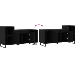 vidaXL - TV-meubel met 2 deuren 3 vakken - Zwart - Hout en metaal - 100x35x55 cm Online