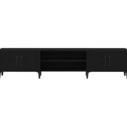 vidaXL - TV-meubel met 4 deuren - Zwart eiken - Hout - 180x31.5x40 cm Outlet
