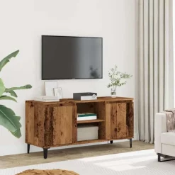 vidaXL - TV-meubel met 2 deuren en 2 vakken - Oud hout - 102x35x50 cm New