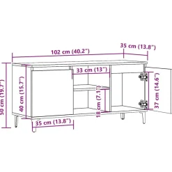 vidaXL - TV-meubel met 2 deuren en 2 vakken - Oud hout - 102x35x50 cm New