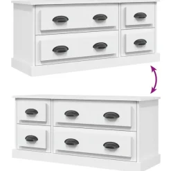 vidaXL - TV-meubel met 4 lades - Wit - Bewerkt hout - 100x35.5x45 cm Clearance