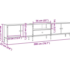 vidaXL - TV-meubel met 1 lade en 4 deuren - Oud hout - 200x25x44 cm Sale