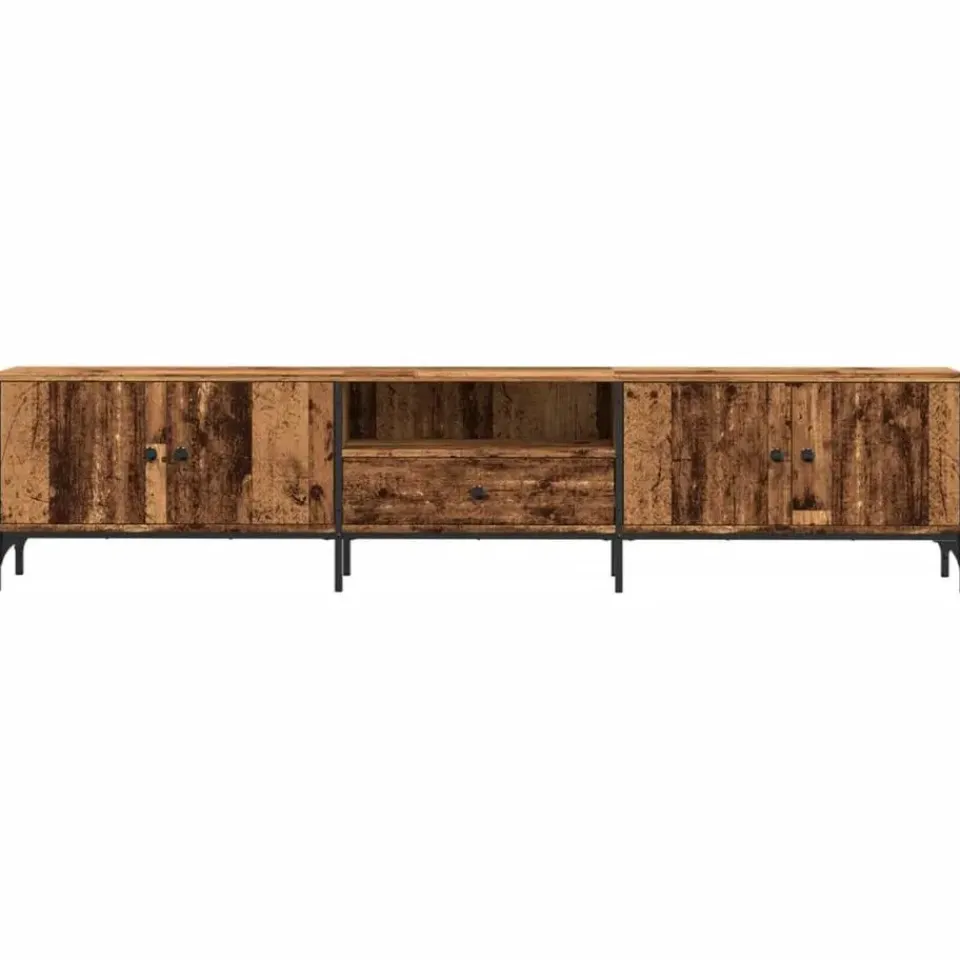 vidaXL - TV-meubel met 1 lade en 4 deuren - Oud hout - 200x25x44 cm Sale