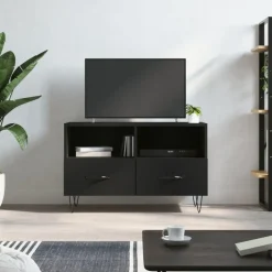 vidaXL - TV-meubel met 2 lades en 2 vakken - Zwart - Hout - 80x36x50 cm Discount