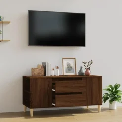 vidaXL - TV-meubel met 2 lades - Bruin eiken - Hout - 102x44.5x50 cm Sale