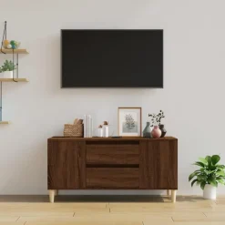 vidaXL - TV-meubel met 2 lades - Bruin eiken - Hout - 102x44.5x50 cm Sale