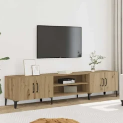 vidaXL - TV-meubel met 2 vakken 4 deuren - Artisanaal eiken - 180x31.5x40 cm Online