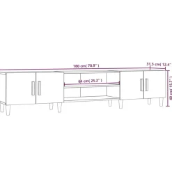 vidaXL - TV-meubel met deuren - Sonoma eiken - Hout -180x31.5x40 cm Clearance