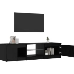 vidaXL - TV-meubel met glas legplank en 2 deuren - Zwart eiken - 140x40x35.5 cm Clearance