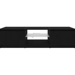 vidaXL - TV-meubel met glas legplank en 2 deuren - Zwart eiken - 140x40x35.5 cm Clearance