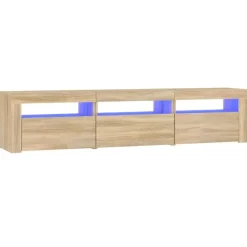 vidaXL - TV-meubel met LED en 3 deuren - Sonoma eiken - Hout - 180x35x40 cm Online