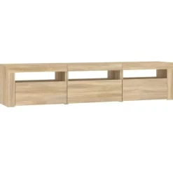 vidaXL - TV-meubel met LED en 3 deuren - Sonoma eiken - Hout - 180x35x40 cm Online