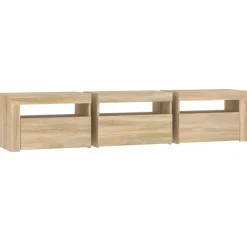 vidaXL - TV-meubel met LED en 3 deuren - Sonoma eiken - Hout - 180x35x40 cm Online