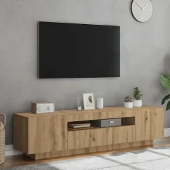 vidaXL - TV-meubel met LED en 3 deuren - Artisanaal eiken - 160x35x40 cm Hot