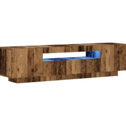 vidaXL - TV-meubel met LED en 3 deuren - Oud hout - 160x35x40 cm Outlet