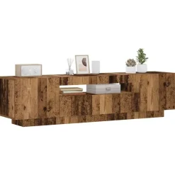 vidaXL - TV-meubel met LED en 3 deuren - Oud hout - 160x35x40 cm Outlet